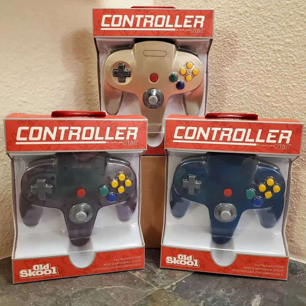 3 N64 Controllers - 3 Colors Bundle (NEW) Ice Blue, Atomic Purple, Gold Nintendo